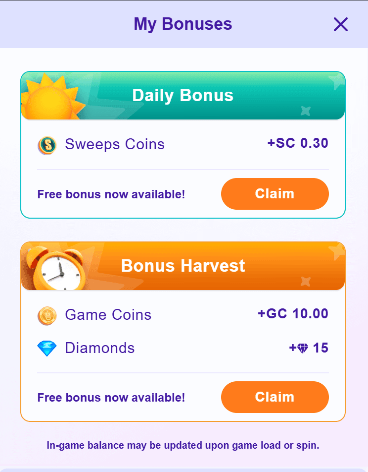 High 5 Casino daily streak bonus — bonus grows each consecutive day logged in